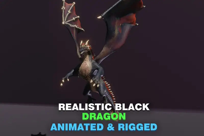 Black Dragon 3D Model Asset Thumbnail