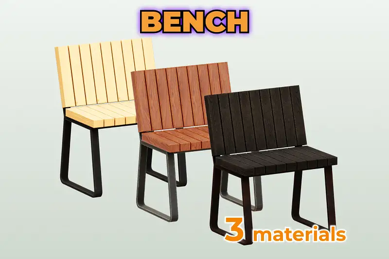 Street Outdoor Bench Wooden Furniture city chair Asset Thumbnail