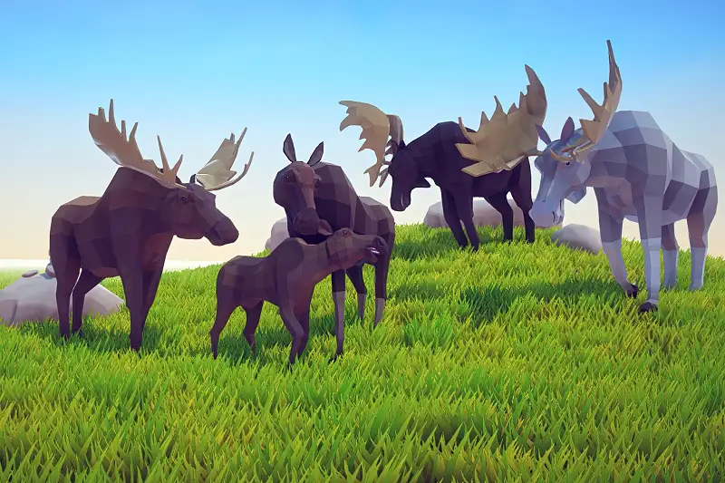 Poly Art: Moose - Low Poly 3D Model Asset Thumbnail