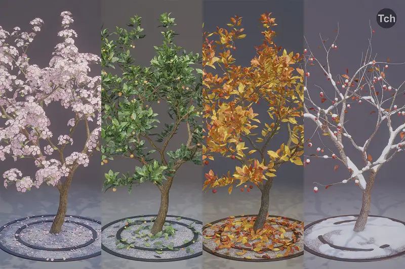 Four seasons tree (3D) Asset Thumbnail