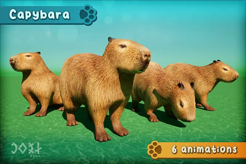 Capybara - Animated - Lowpoly Asset Thumbnail