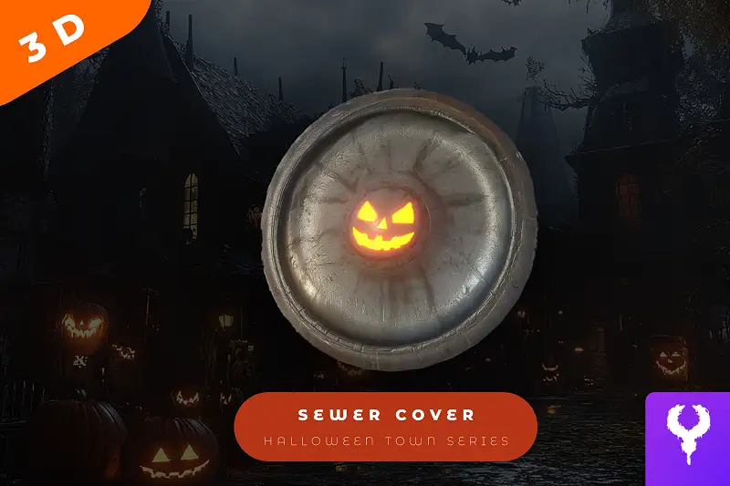 Cartoon Halloween Sewer Cover Asset Thumbnail