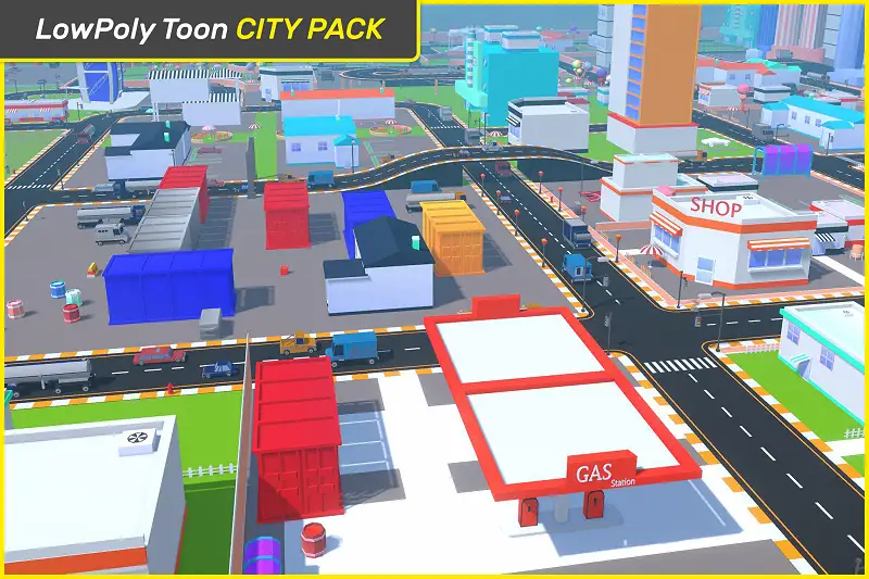 LowPoly Toon City Pack: Create a Vibrant City Scene Asset Thumbnail