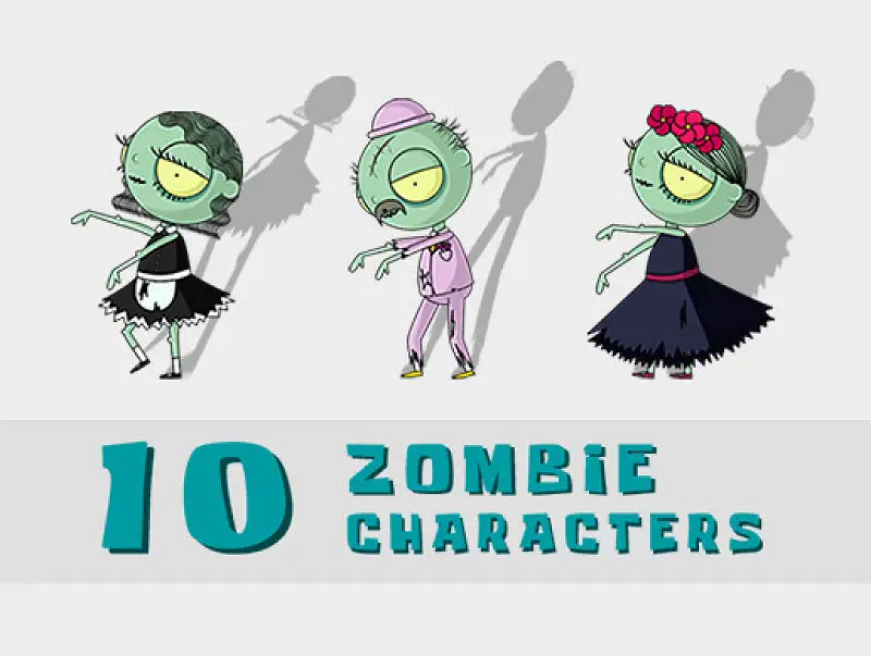 Cartoon Zombie Characters Asset Image