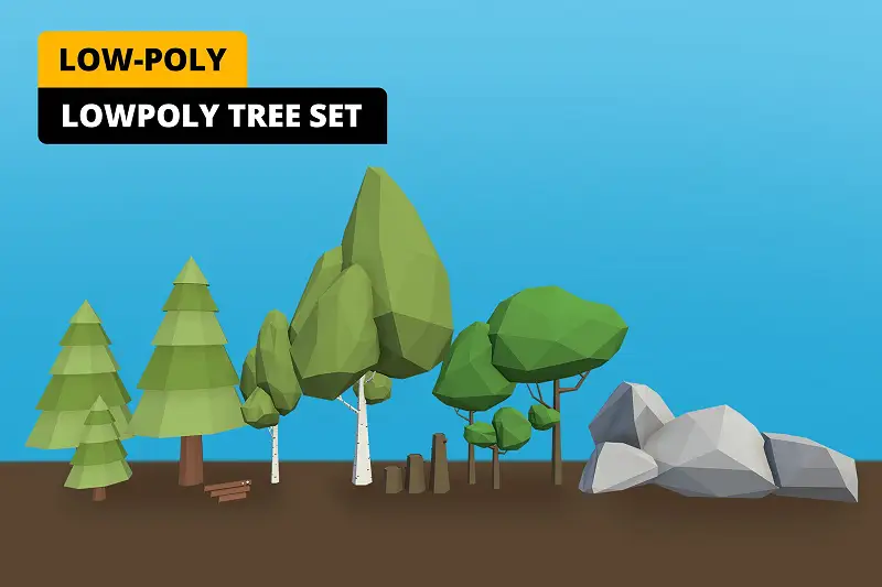 Lowpoly Tree Set Asset Thumbnail
