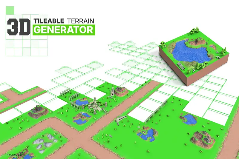 Tileable 3d terrain Generator + Low-Poly Environment Asset Pack Asset Thumbnail