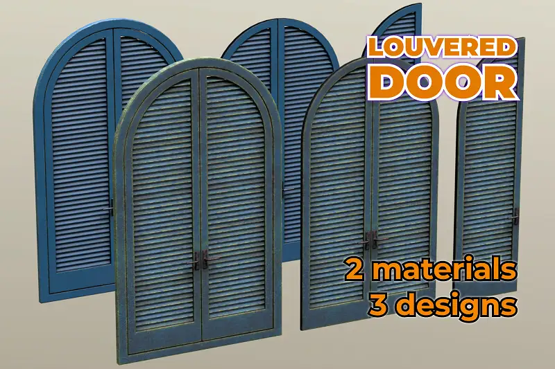 Painted Louvered Door wooden entrance prop Asset Thumbnail