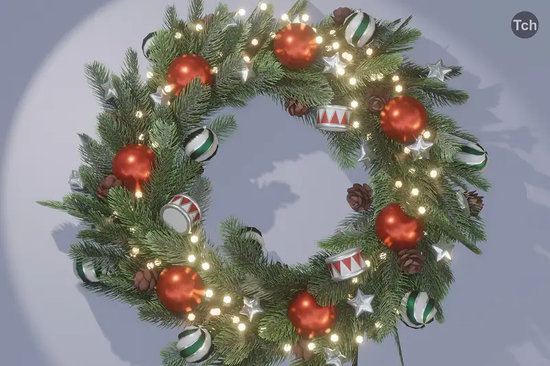 Christmas wreath in old style (3D) Asset Thumbnail